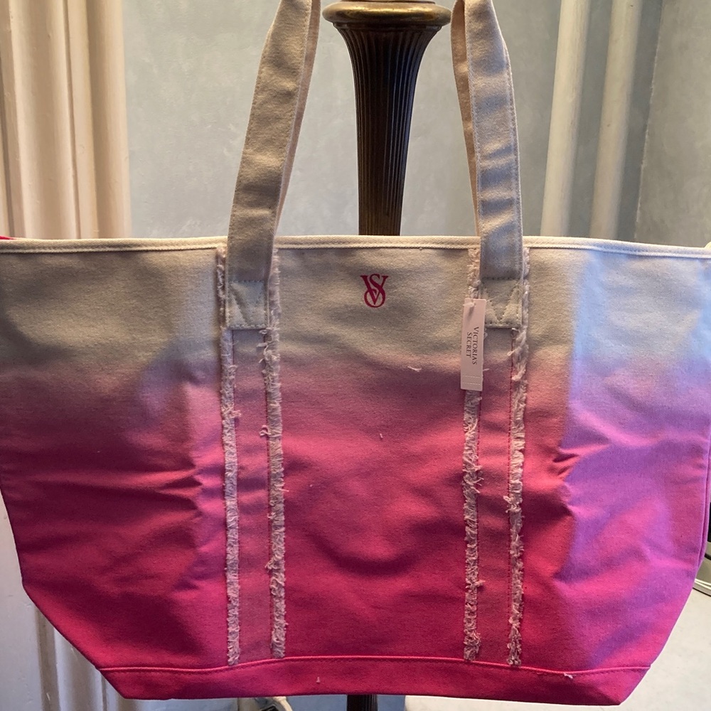 Victoria's Secret Pink to Fuchsia Ombre Extra Large Canvas Tote